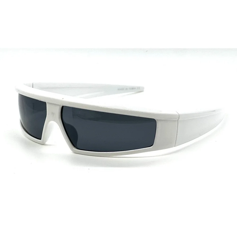 White‎ Wrap Around Shield Sunglasses Men Futuristic Y2K Cyberpunk Sport Shades